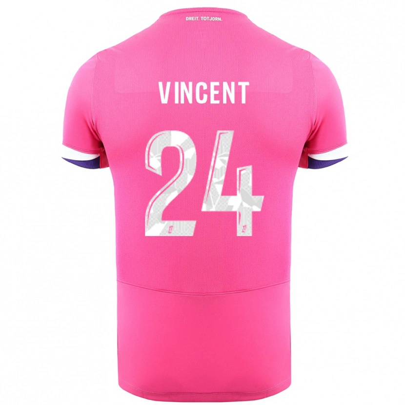 Danxen Kvinder Magalie Vincent #24 Pink Hvid Udebane Spillertrøjer 2025/26 Trøje T-Shirt