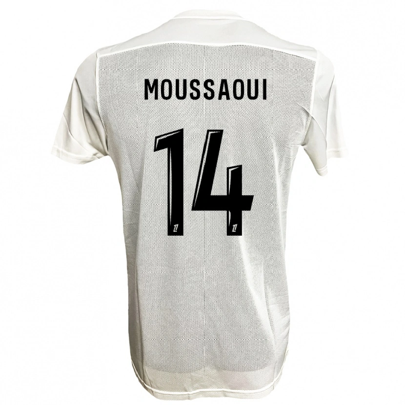 Danxen Kvinder Amine Moussaoui #14 Sort Hvid Udebane Spillertrøjer 2025/26 Trøje T-Shirt