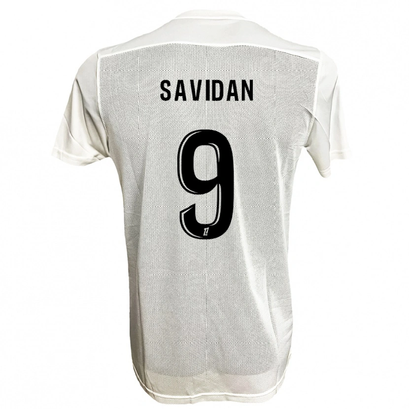 Danxen Kvinder Marius Savidan #9 Sort Hvid Udebane Spillertrøjer 2025/26 Trøje T-Shirt