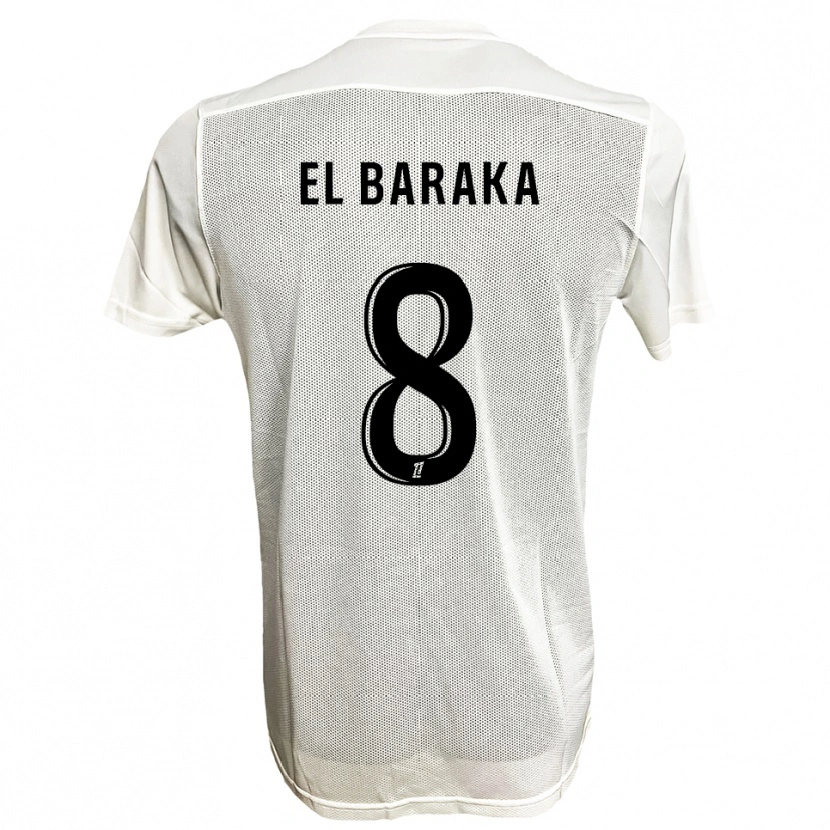 Danxen Kvinder Jibril El Baraka #8 Sort Hvid Udebane Spillertrøjer 2025/26 Trøje T-Shirt