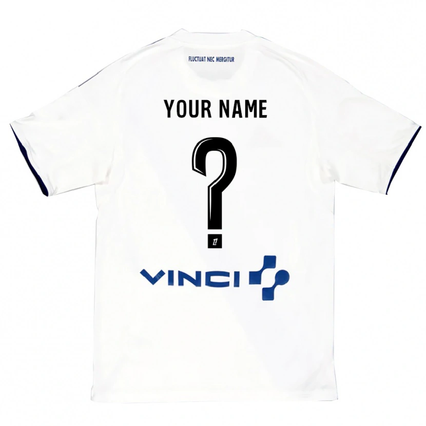 Danxen Kvinder Dit Navn #0 Hvid Blå Udebane Spillertrøjer 2025/26 Trøje T-Shirt