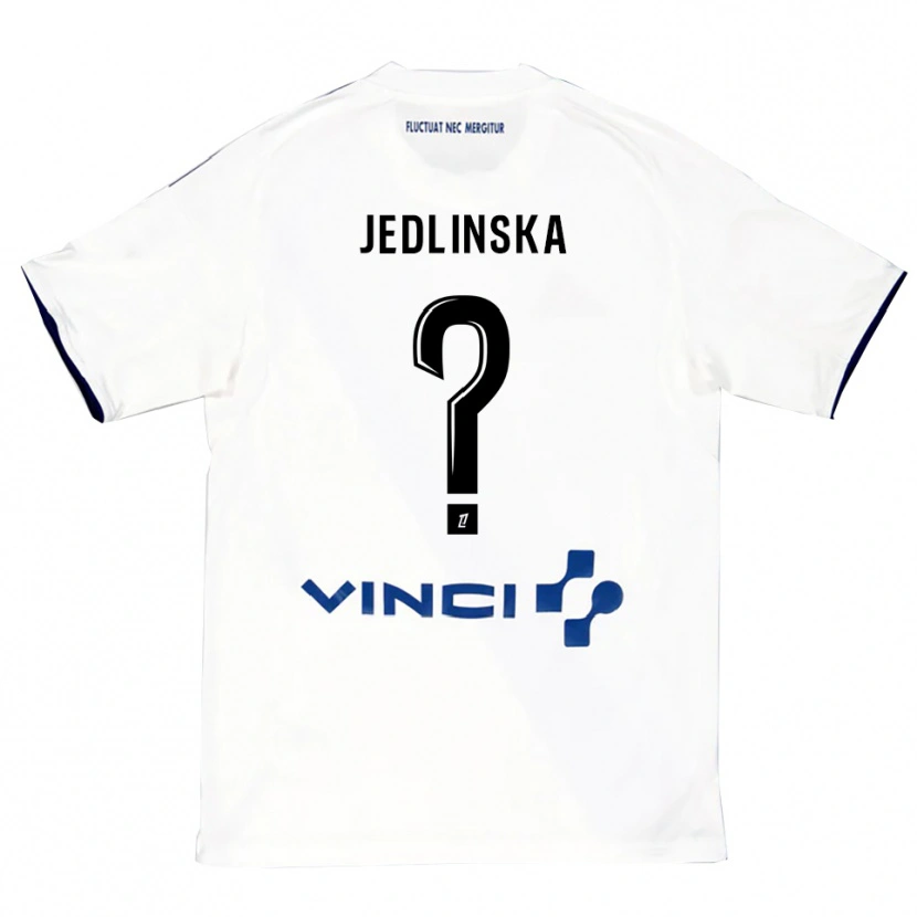 Danxen Kvinder Klaudia Jedlinska #0 Hvid Blå Udebane Spillertrøjer 2025/26 Trøje T-Shirt