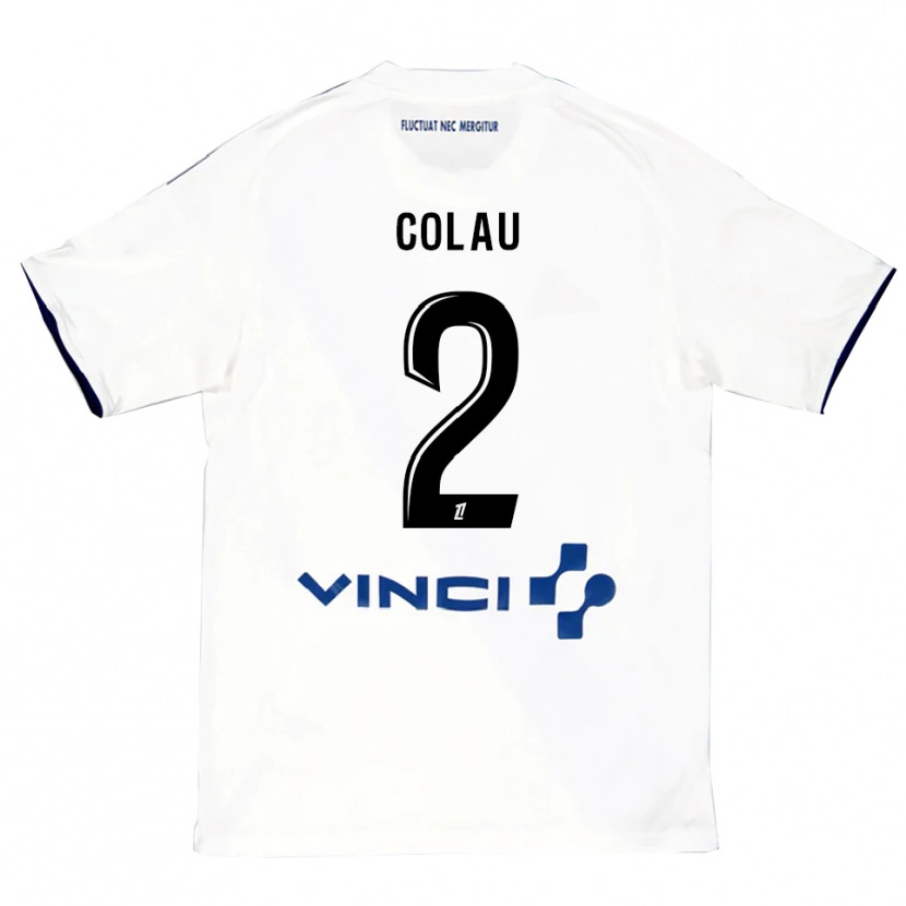 Danxen Kvinder Dimitri Colau #2 Hvid Blå Udebane Spillertrøjer 2025/26 Trøje T-Shirt