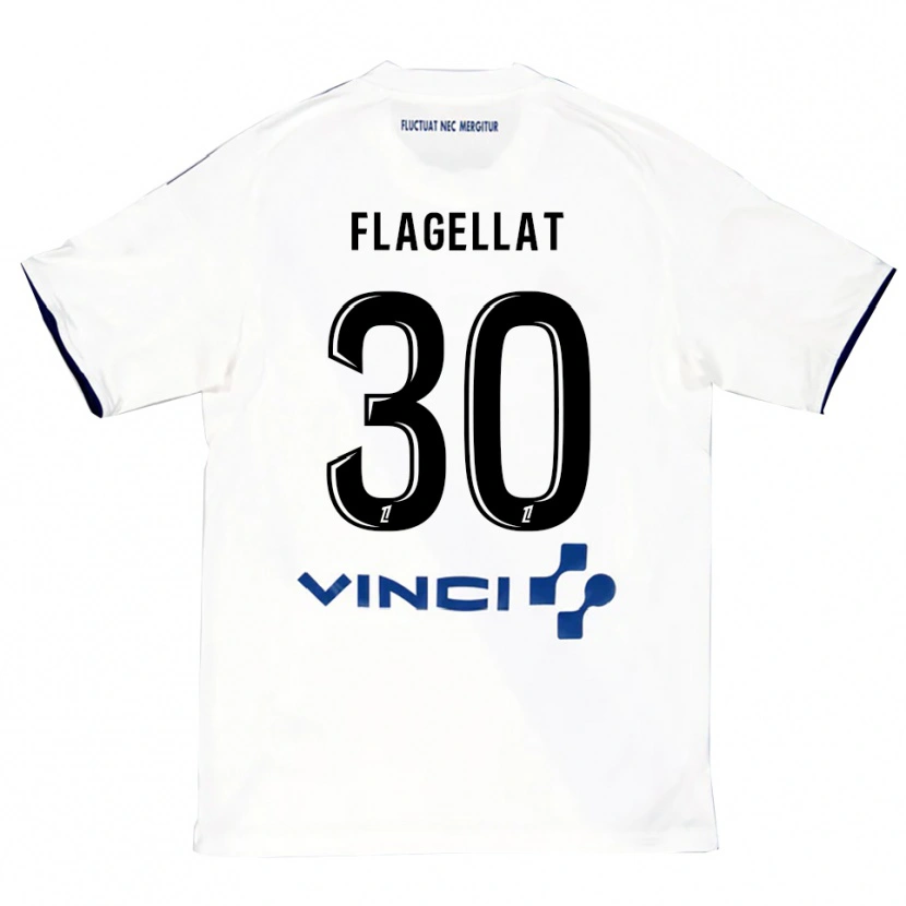Danxen Kvinder Alizée Flagellat #30 Hvid Blå Udebane Spillertrøjer 2025/26 Trøje T-Shirt