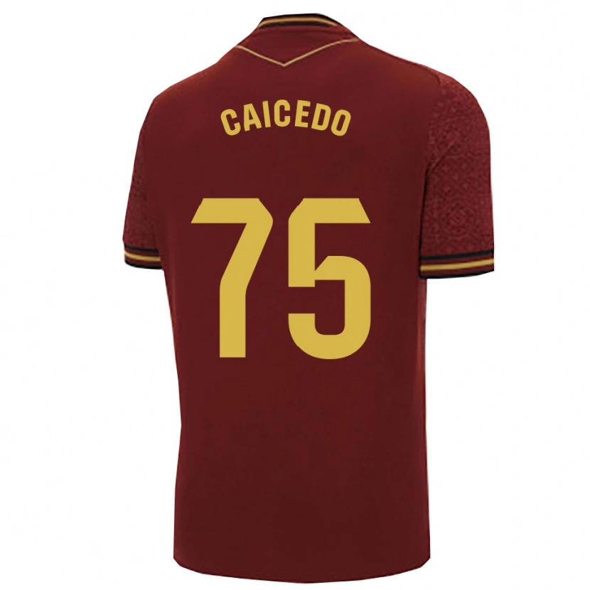 Danxen Kvinder Alfred Caicedo #75 Bordeaux Guld Udebane Spillertrøjer 2025/26 Trøje T-Shirt