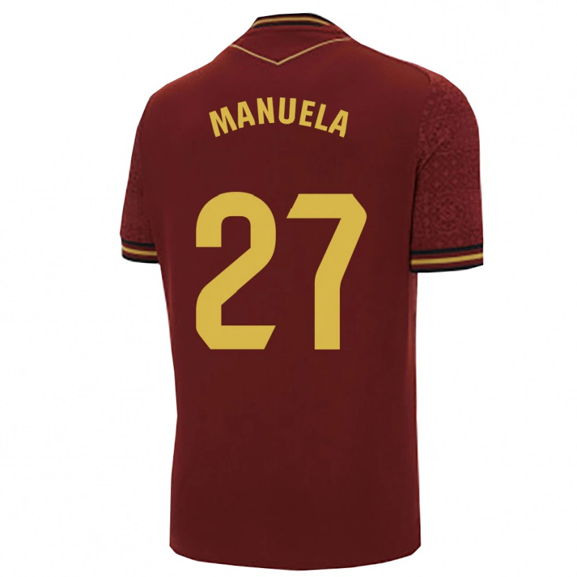 Danxen Kvinder Manuela Carrasco García #27 Bordeaux Guld Udebane Spillertrøjer 2025/26 Trøje T-Shirt