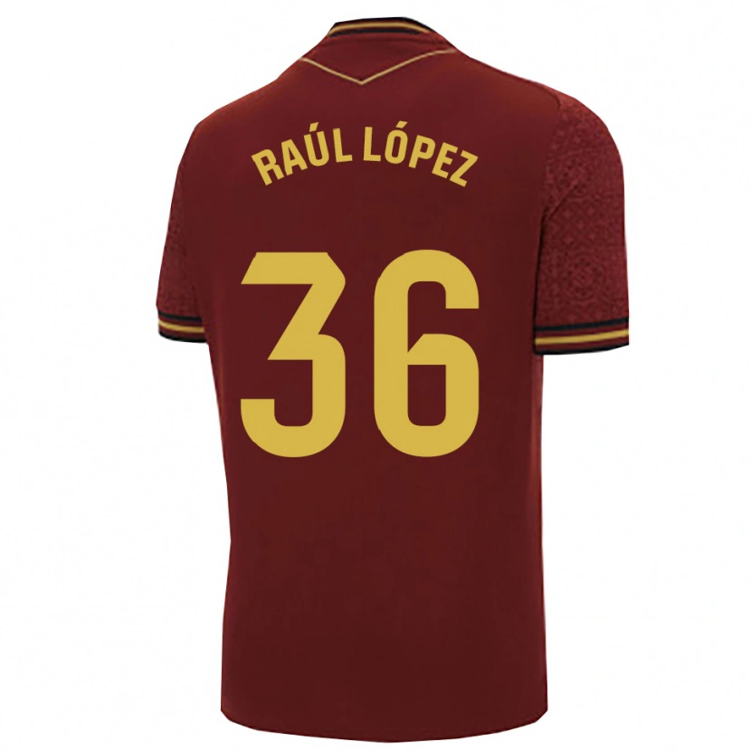 Danxen Kvinder Raúl López #36 Bordeaux Guld Udebane Spillertrøjer 2025/26 Trøje T-Shirt