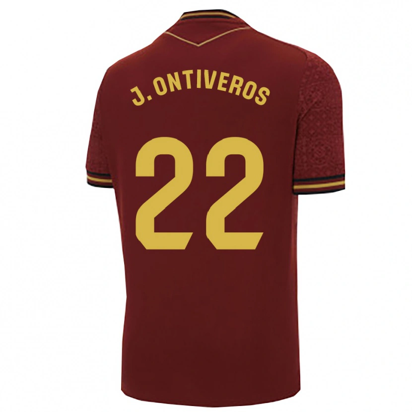 Danxen Kvinder Javi Ontiveros #22 Bordeaux Guld Udebane Spillertrøjer 2025/26 Trøje T-Shirt