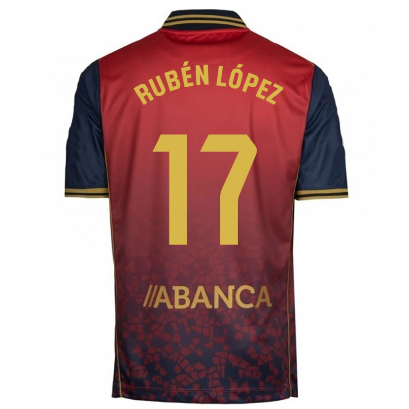 Danxen Kvinder Rubén López #17 Rød Navy Udebane Spillertrøjer 2025/26 Trøje T-Shirt