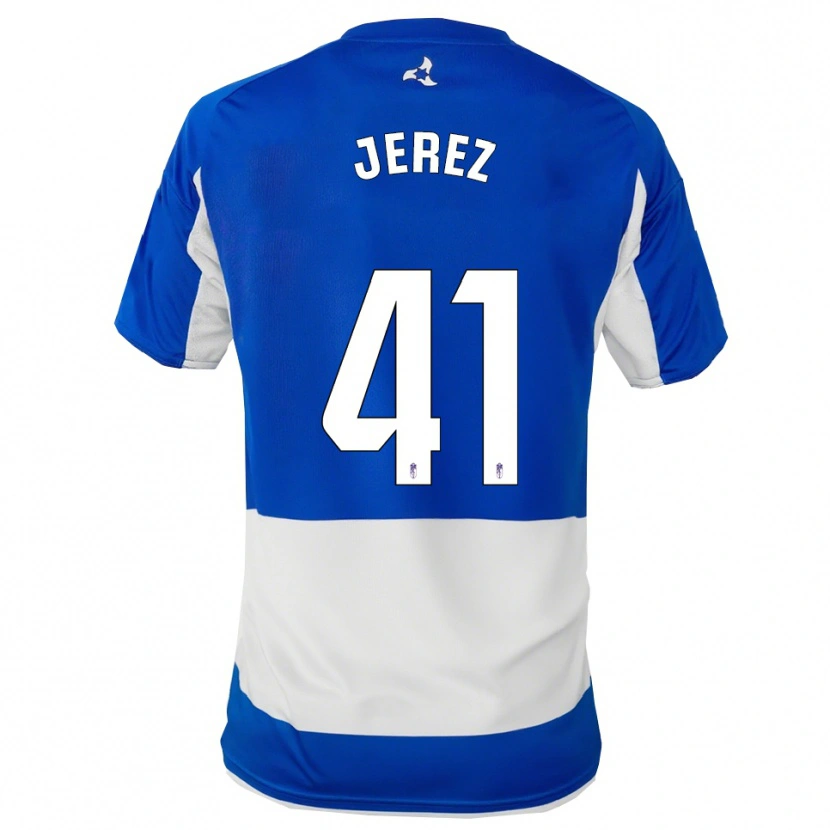Danxen Kvinder Adrián Jerez #41 Blå Hvid Udebane Spillertrøjer 2025/26 Trøje T-Shirt