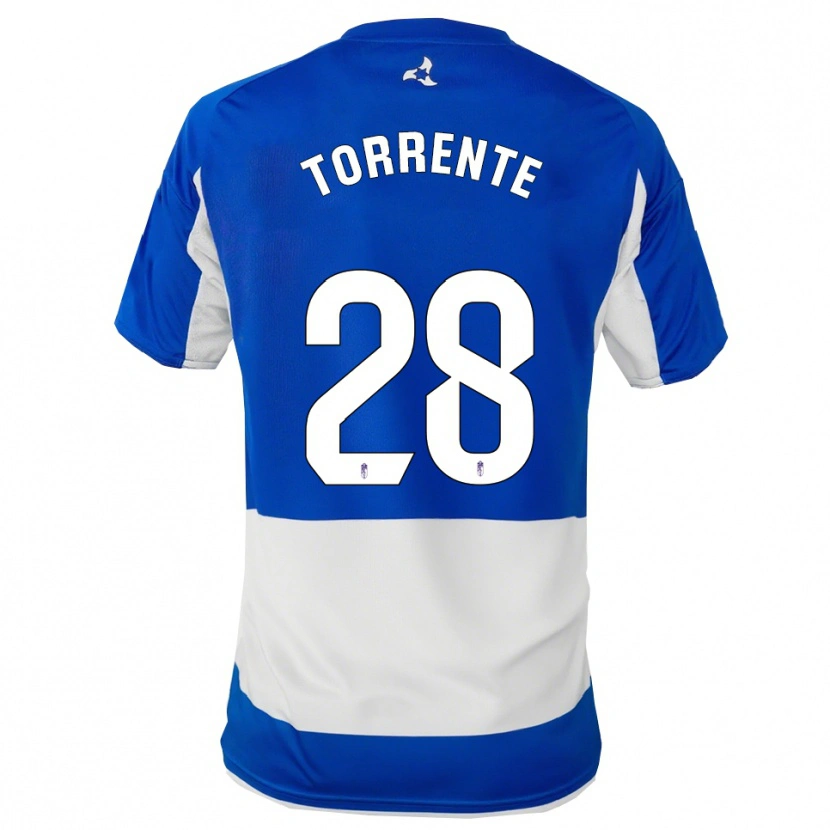 Danxen Kvinder Raúl Torrente #28 Blå Hvid Udebane Spillertrøjer 2025/26 Trøje T-Shirt