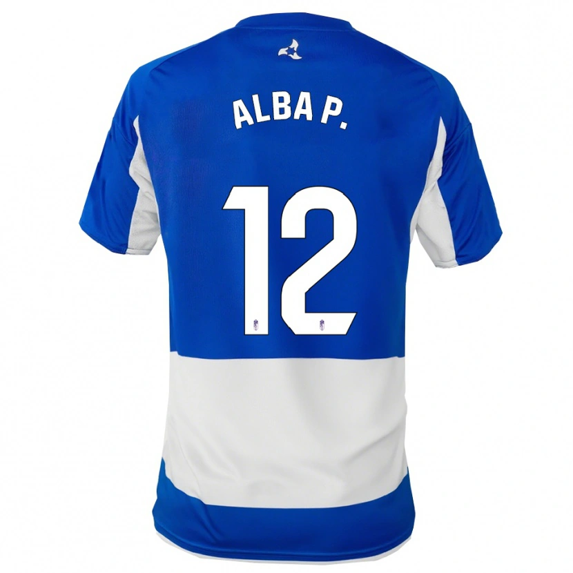 Danxen Kvinder Alba Pérez Manrique #12 Blå Hvid Udebane Spillertrøjer 2025/26 Trøje T-Shirt
