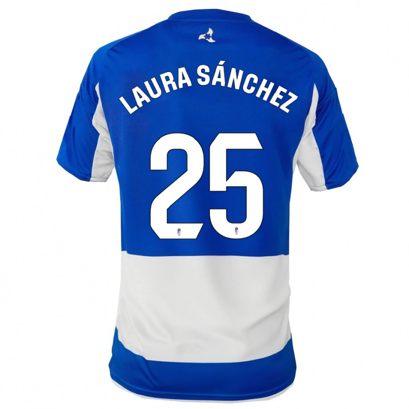 Danxen Kvinder Laura Sánchez Comuñas #25 Blå Hvid Udebane Spillertrøjer 2025/26 Trøje T-Shirt
