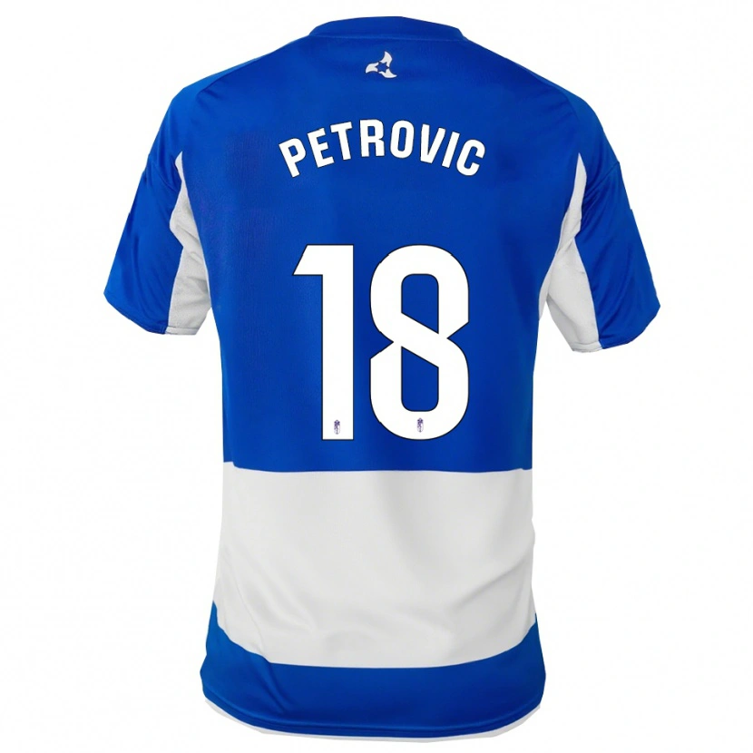 Danxen Kvinder Njegos Petrovic #18 Blå Hvid Udebane Spillertrøjer 2025/26 Trøje T-Shirt