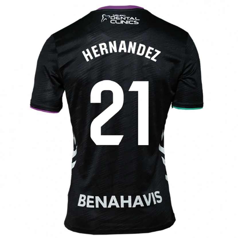 Danxen Kvinder Juan Hernández #21 Sort Lilla Grøn Udebane Spillertrøjer 2025/26 Trøje T-Shirt