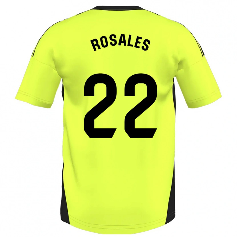 Danxen Kvinder Diego Rosales #22 Fluorescerende Gul Udebane Spillertrøjer 2025/26 Trøje T-Shirt