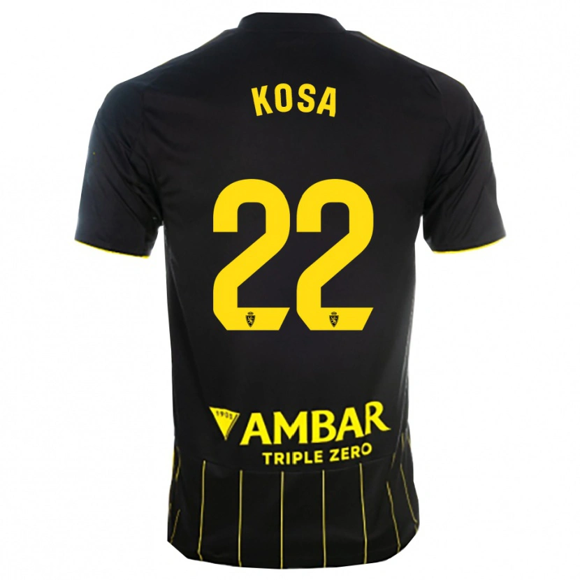 Danxen Kvinder Sebastian Kosa #22 Sort Gul Udebane Spillertrøjer 2025/26 Trøje T-Shirt