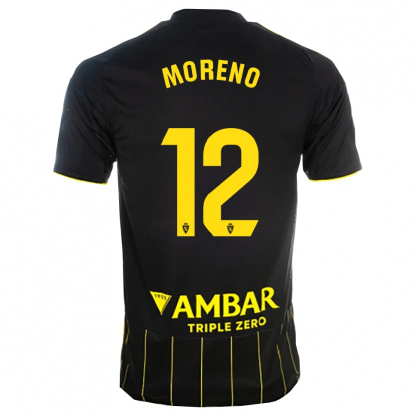 Danxen Kvinder Eloy Moreno #12 Sort Gul Udebane Spillertrøjer 2025/26 Trøje T-Shirt