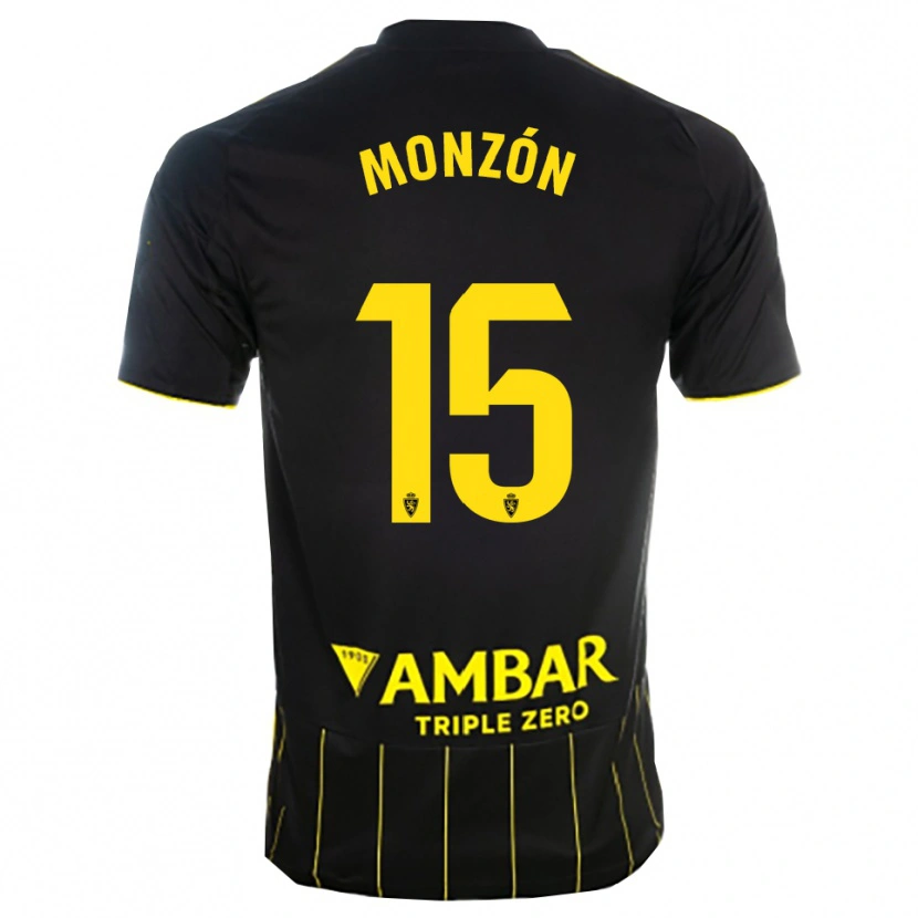 Danxen Kvinder Diego Monzón #15 Sort Gul Udebane Spillertrøjer 2025/26 Trøje T-Shirt