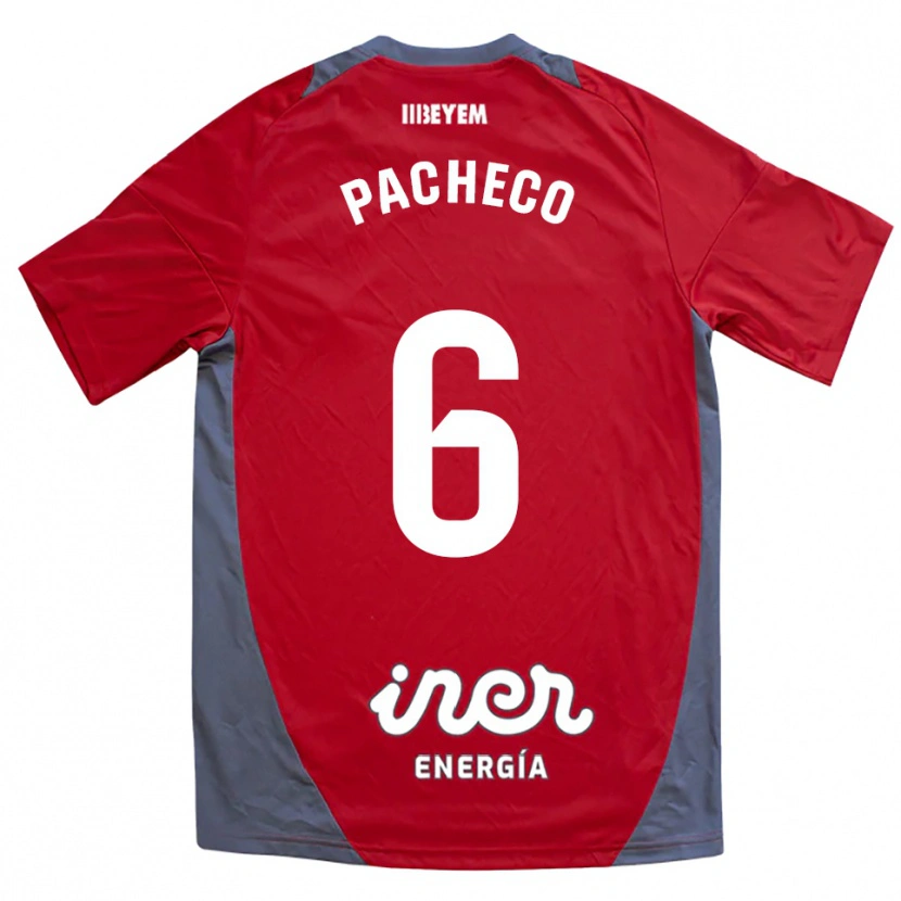 Danxen Kvinder Antonio Pacheco #6 Rød Grå Udebane Spillertrøjer 2025/26 Trøje T-Shirt