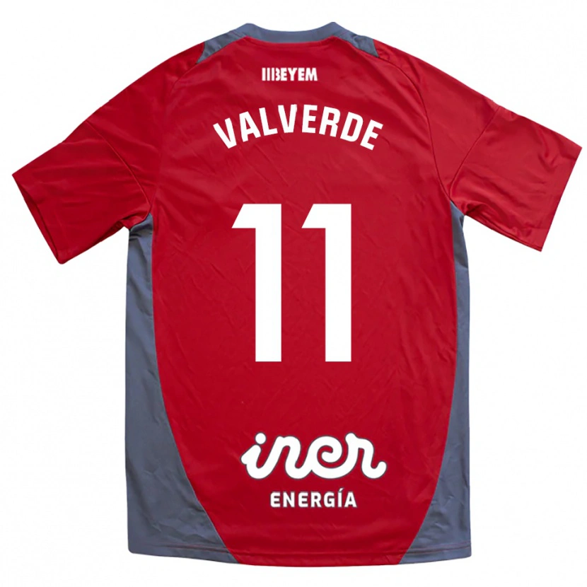 Danxen Kvinder Victor Valverde #11 Rød Grå Udebane Spillertrøjer 2025/26 Trøje T-Shirt