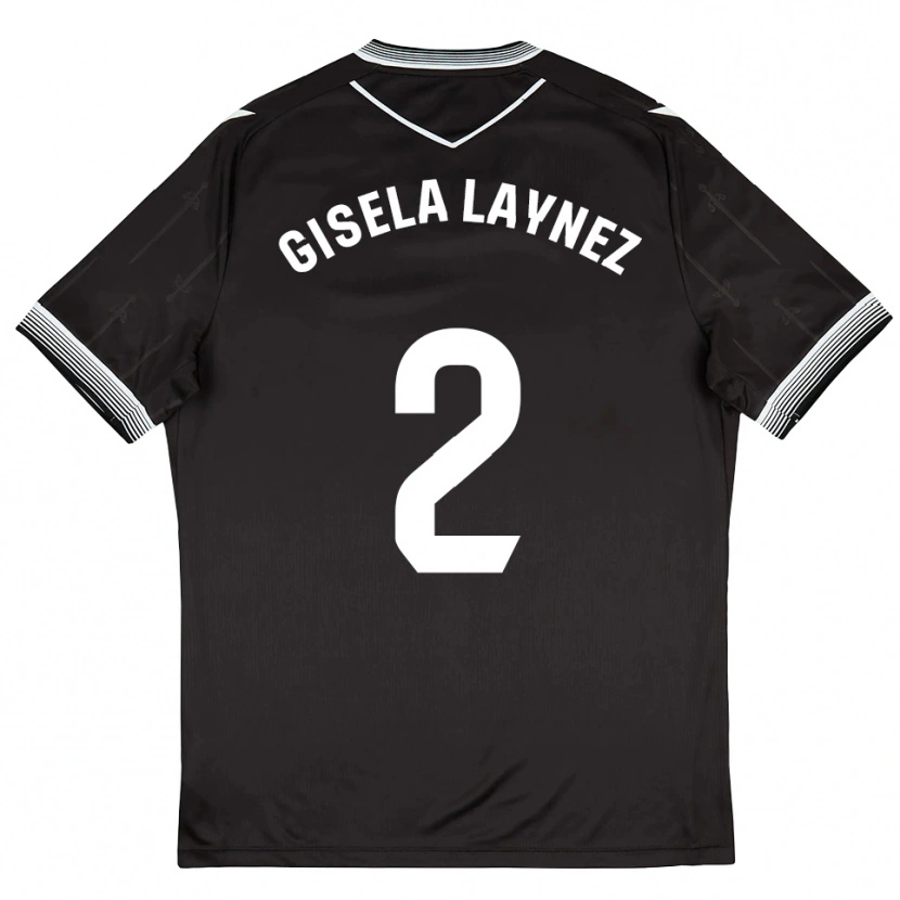 Danxen Kvinder Gisela Laynez #2 Sort Hvid Udebane Spillertrøjer 2025/26 Trøje T-Shirt