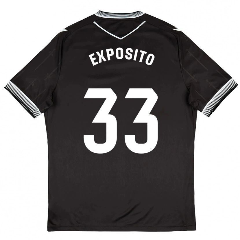 Danxen Kvinder Marcelo Expósito #33 Sort Hvid Udebane Spillertrøjer 2025/26 Trøje T-Shirt