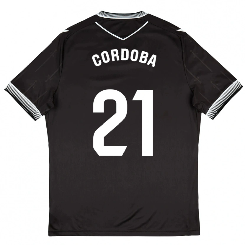 Danxen Kvinder Iñigo Córdoba #21 Sort Hvid Udebane Spillertrøjer 2025/26 Trøje T-Shirt
