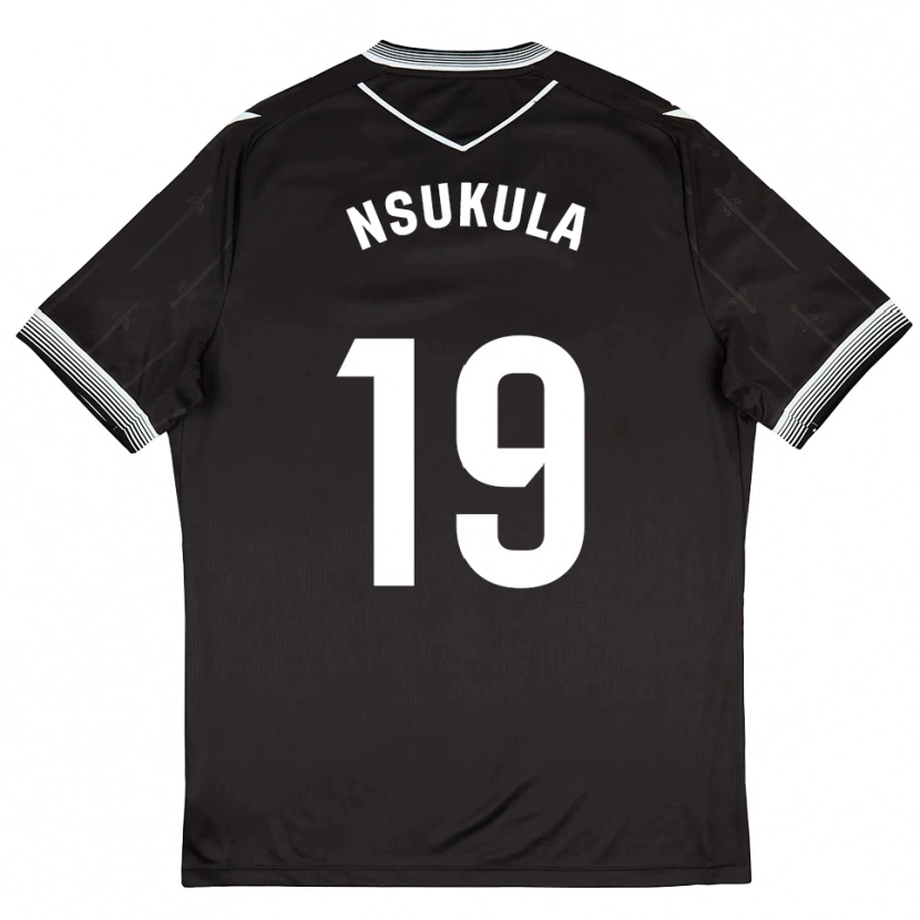 Danxen Kvinder Georges Nsukula #19 Sort Hvid Udebane Spillertrøjer 2025/26 Trøje T-Shirt