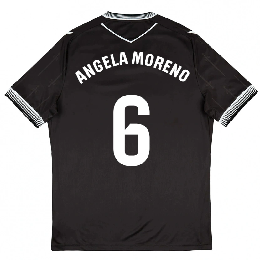 Danxen Kvinder Angela Moreno #6 Sort Hvid Udebane Spillertrøjer 2025/26 Trøje T-Shirt