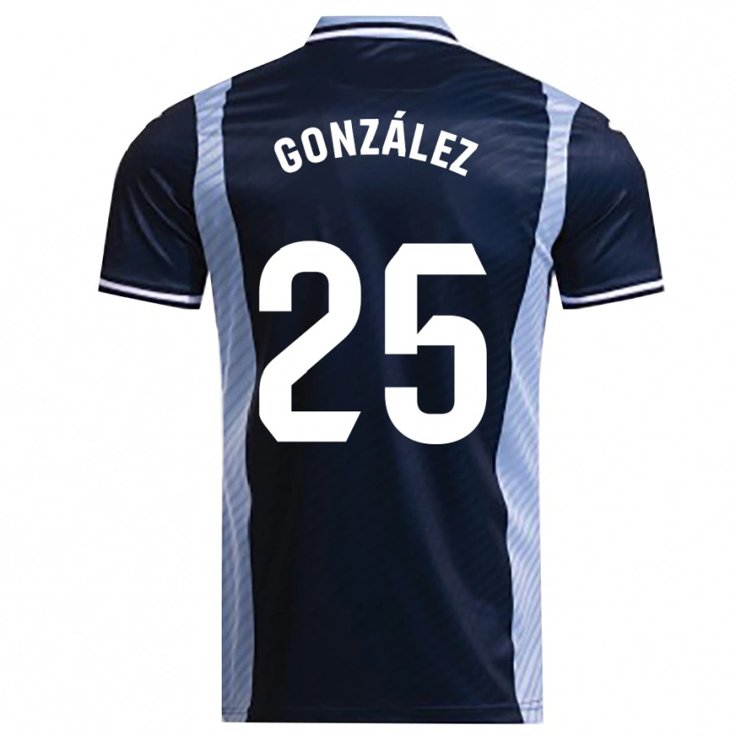 Danxen Kvinder Dani González #25 Navy Himmelblå Udebane Spillertrøjer 2025/26 Trøje T-Shirt