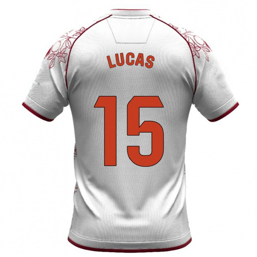 Danxen Kvinder Lucas Alcázar #15 Hvid Bordeaux Udebane Spillertrøjer 2025/26 Trøje T-Shirt
