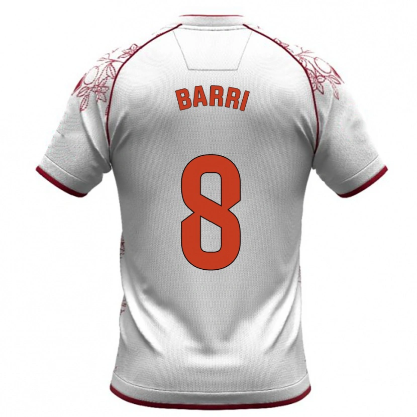 Danxen Kvinder Diego Barri #8 Hvid Bordeaux Udebane Spillertrøjer 2025/26 Trøje T-Shirt