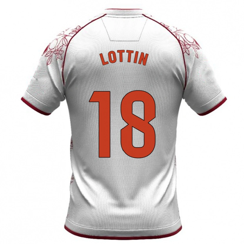 Danxen Kvinder Albert Lottin #18 Hvid Bordeaux Udebane Spillertrøjer 2025/26 Trøje T-Shirt