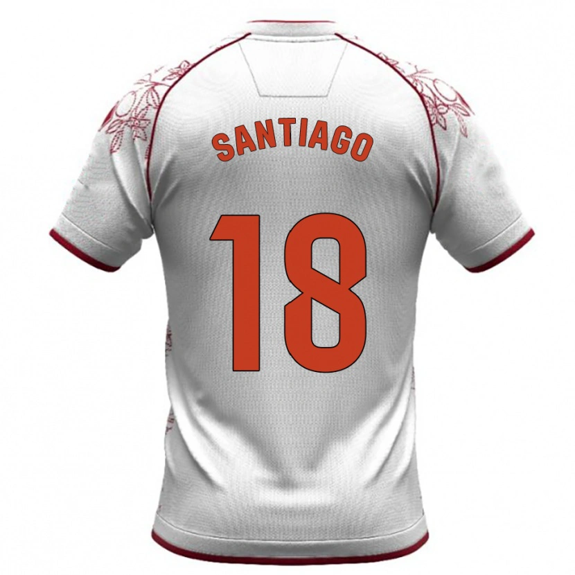 Danxen Kvinder Pablo Santiago #18 Hvid Bordeaux Udebane Spillertrøjer 2025/26 Trøje T-Shirt