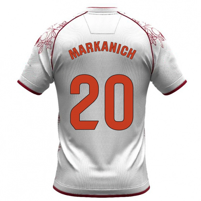 Danxen Kvinder Nick Markanich #20 Hvid Bordeaux Udebane Spillertrøjer 2025/26 Trøje T-Shirt