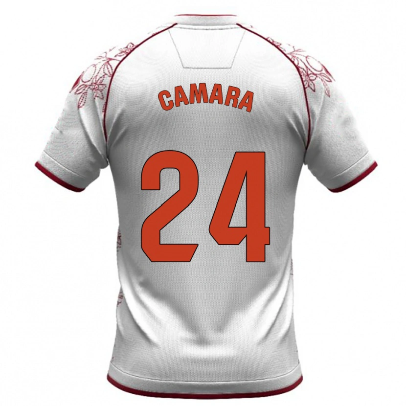 Danxen Kvinder Ousmane Camara #24 Hvid Bordeaux Udebane Spillertrøjer 2025/26 Trøje T-Shirt