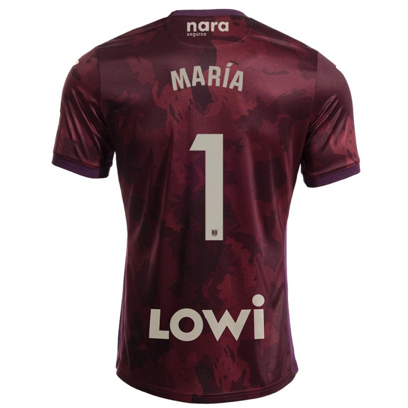 Danxen Kvinder María Hernández #1 Bordeaux Hvid Udebane Spillertrøjer 2025/26 Trøje T-Shirt