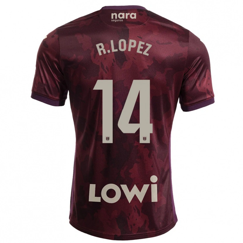 Danxen Kvinder Roberto López #14 Bordeaux Hvid Udebane Spillertrøjer 2025/26 Trøje T-Shirt