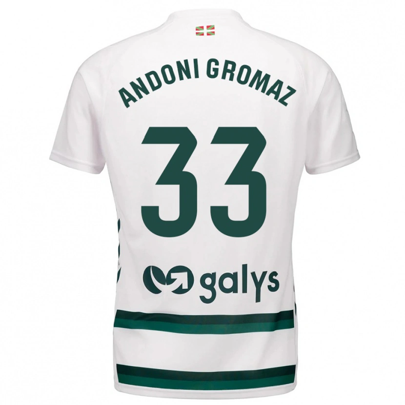 Danxen Kvinder Jon Andoni Gromaz #33 Hvid Grøn Udebane Spillertrøjer 2025/26 Trøje T-Shirt