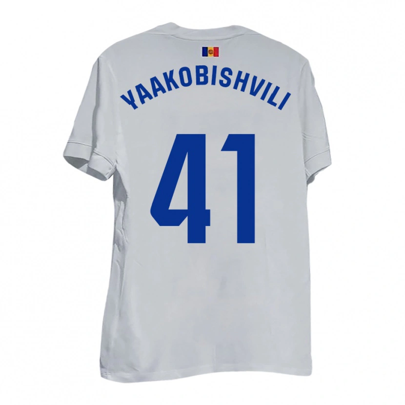 Danxen Kvinder Áron Yaakobishvili #41 Hvid Blå Gul Udebane Spillertrøjer 2025/26 Trøje T-Shirt