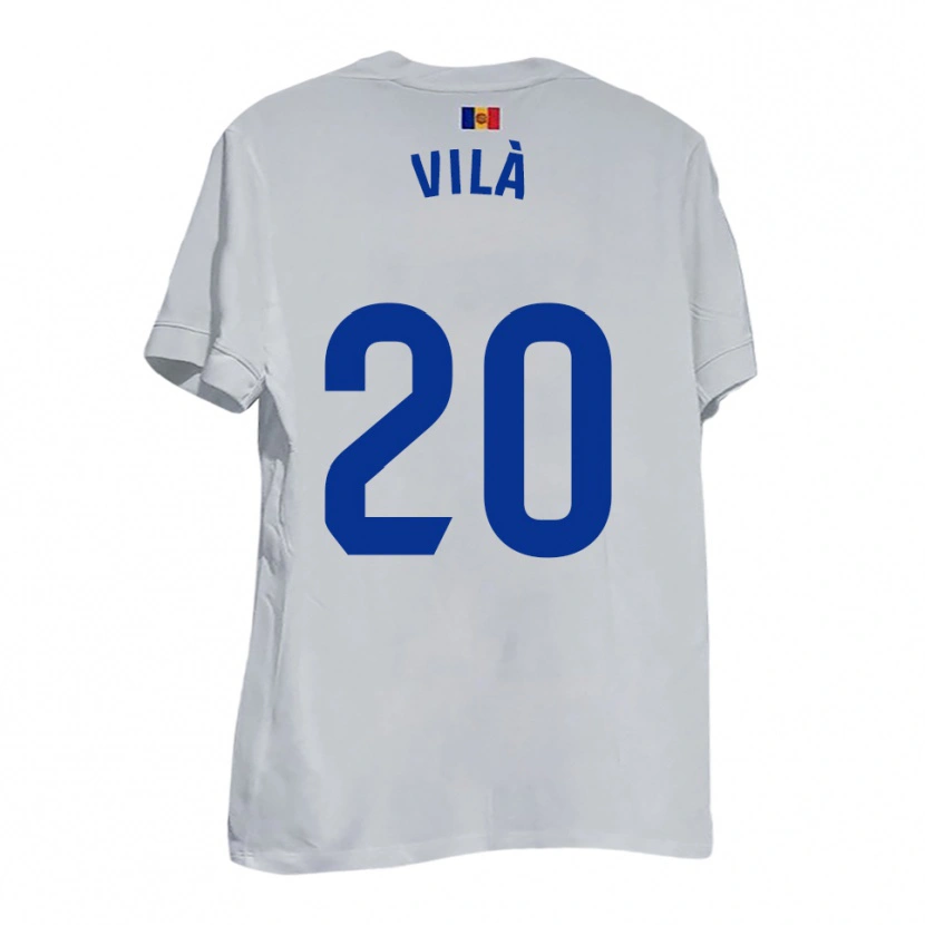 Danxen Kvinder Martí Vilà #20 Hvid Blå Gul Udebane Spillertrøjer 2025/26 Trøje T-Shirt