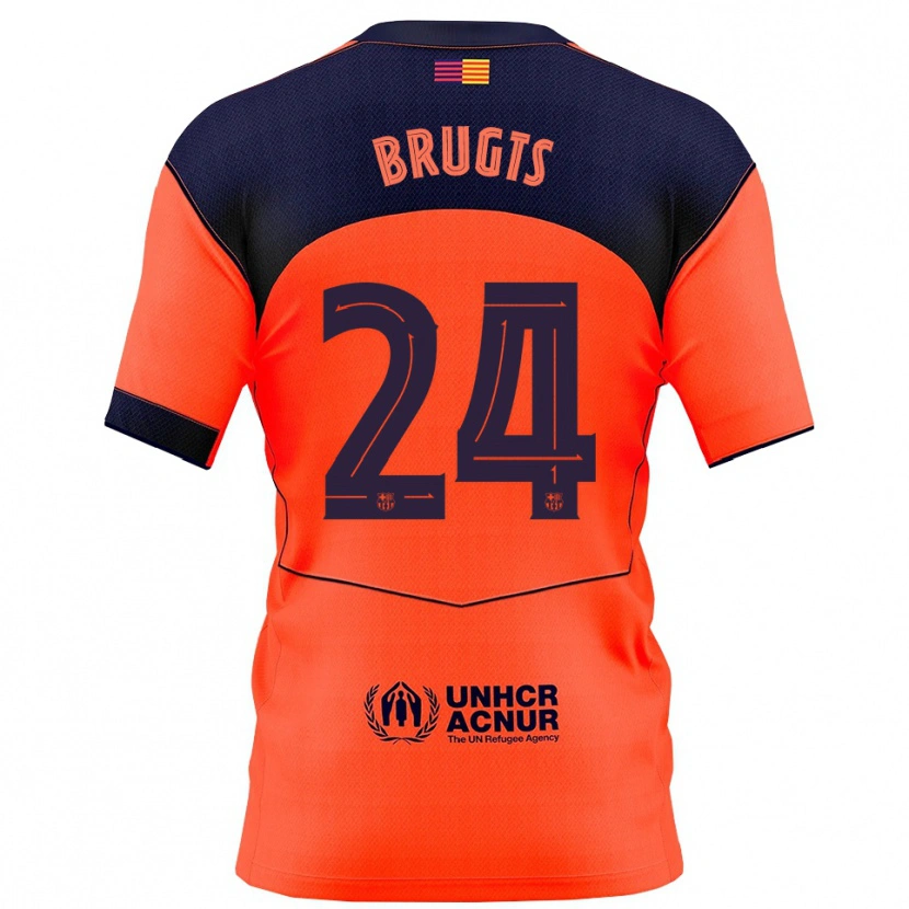 Danxen Kvinder Esmee Brugts #24 Orange Navy Tredje Sæt Spillertrøjer 2025/26 Trøje T-Shirt