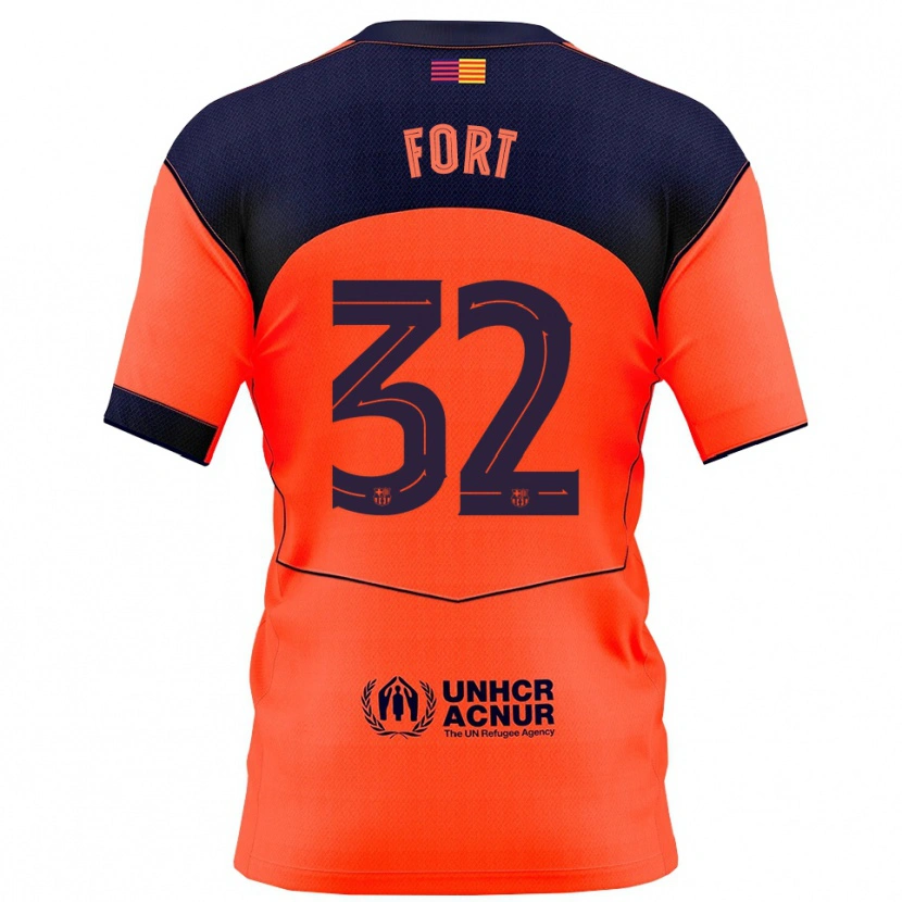 Danxen Kvinder Héctor Fort #32 Orange Navy Tredje Sæt Spillertrøjer 2025/26 Trøje T-Shirt