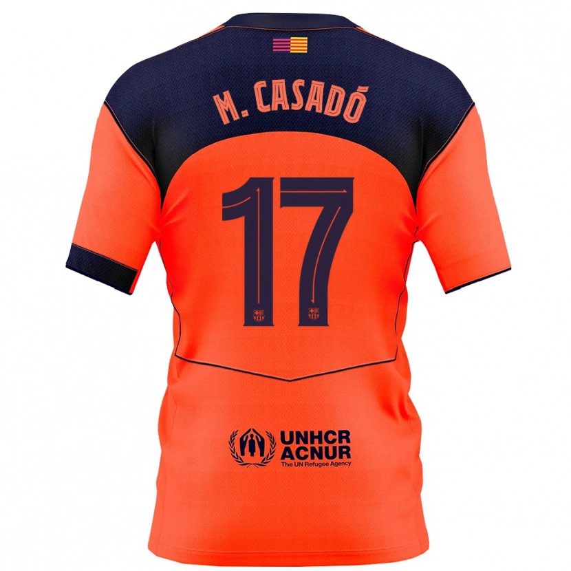 Danxen Kvinder Marc Casadó #17 Orange Navy Tredje Sæt Spillertrøjer 2025/26 Trøje T-Shirt