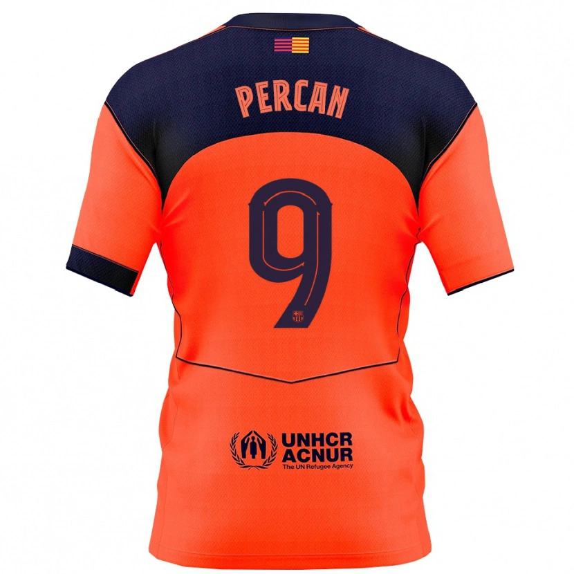 Danxen Kvinder Diego Percan #9 Orange Navy Tredje Sæt Spillertrøjer 2025/26 Trøje T-Shirt