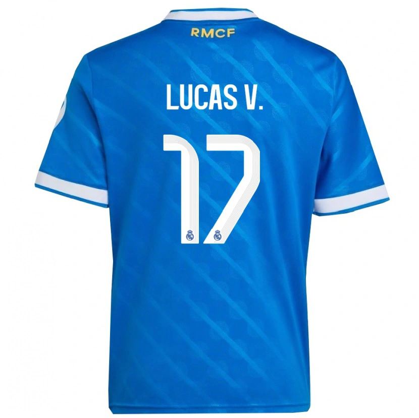Danxen Kvinder Lucas Vazquez #17 Blå Hvid Tredje Sæt Spillertrøjer 2025/26 Trøje T-Shirt