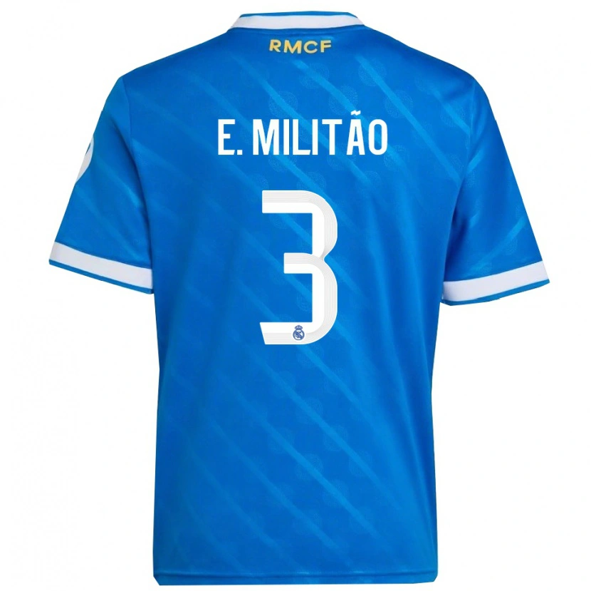 Danxen Kvinder Éder Militão #3 Blå Hvid Tredje Sæt Spillertrøjer 2025/26 Trøje T-Shirt
