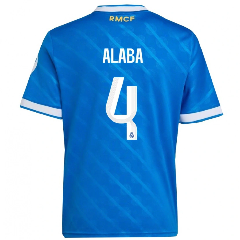 Danxen Kvinder David Alaba #4 Blå Hvid Tredje Sæt Spillertrøjer 2025/26 Trøje T-Shirt