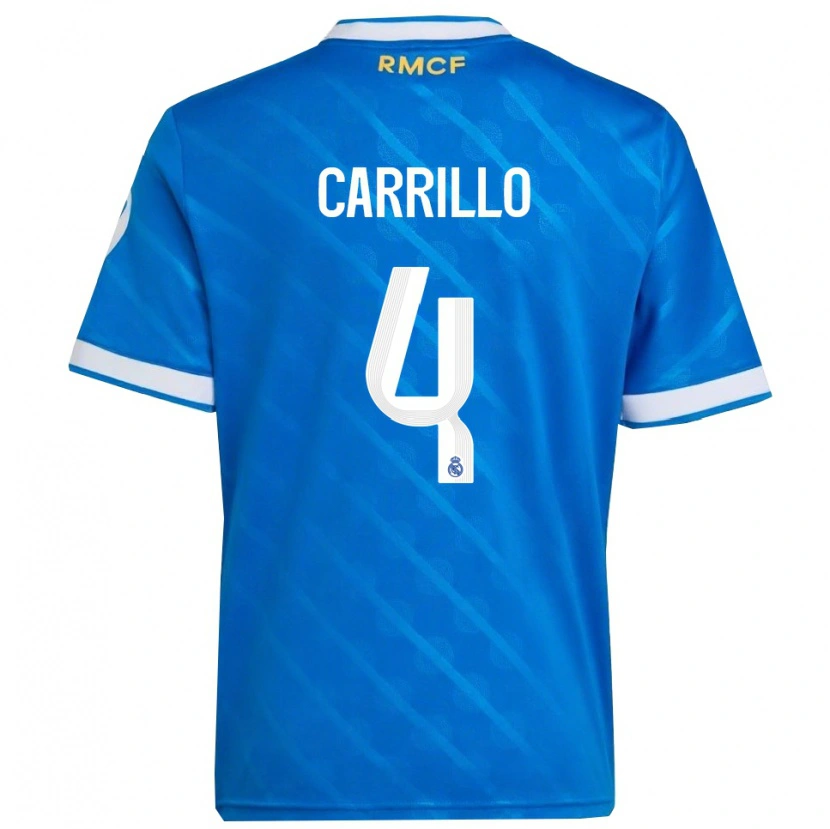 Danxen Kvinder Alvaro Carrillo #4 Blå Hvid Tredje Sæt Spillertrøjer 2025/26 Trøje T-Shirt